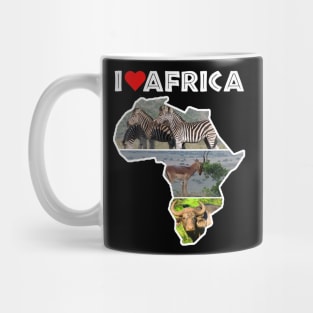 I Love Africa Wildlife Collage Map Mug